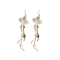 Korean Style Alloy Flower Leaf Tassel Drop Earrings, Light Luxury Fashion Ear Hook Jewelry view 5