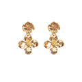 Vintage Luxury Gold Alloy Double Flower Drop Stud Earrings For Women Exaggerated Court Style Statement Earrings view 5