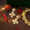 Vintage Luxury Gold Alloy Double Flower Drop Stud Earrings For Women Exaggerated Court Style Statement Earrings view 4