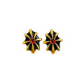 Vintage French Palace Spider Web Firework Enamel Alloy Studs With Red Crystal Center Earrings view 5