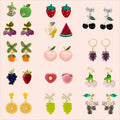 Sterling Silver Needle Cute Fruit Stud Earrings Set, Sweet Smile Strawberry Rhinestone Ear Clips For Women view 1
