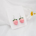 Sterling Silver Needle Cute Fruit Stud Earrings Set, Sweet Smile Strawberry Rhinestone Ear Clips For Women view 3