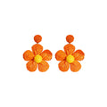 Candy Color Handwoven Raffia Straw Flower Drop Earrings For Beach Vacation Bohemian Earrings view 5