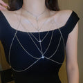 Copper Zircon Geometric Multilayer Necklace Minimalist Line Body Chain For Women view 3