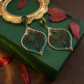 Vintage Luxury Bohemian Hollow Leaf Teardrop Alloy Rhinestone Crystal Statement Drop Dangle Earrings view 4