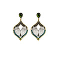 Vintage Luxury Bohemian Hollow Leaf Teardrop Alloy Rhinestone Crystal Statement Drop Dangle Earrings view 5