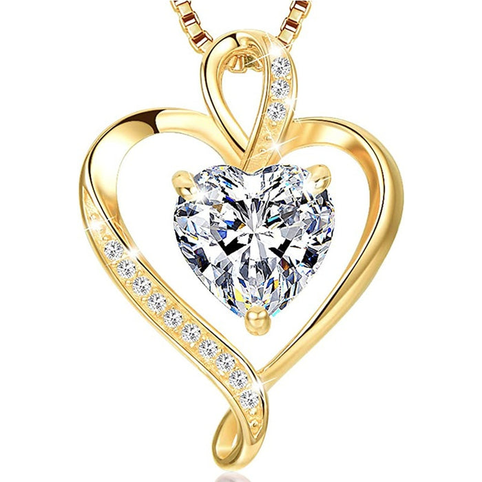 Classic Eternal Heart Pendant Necklace, Korean Style Box Chain Clavicle Necklace For Women