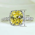 Princess Style Chunky Square Yellow Ring For Women, Four Prong Proposal Palace Accessory view 5