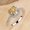 Princess Style Chunky Square Yellow Ring For Women, Four Prong Proposal Palace Accessory view 2