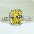 Princess Style Chunky Square Yellow Ring For Women, Four Prong Proposal Palace Accessory view 4