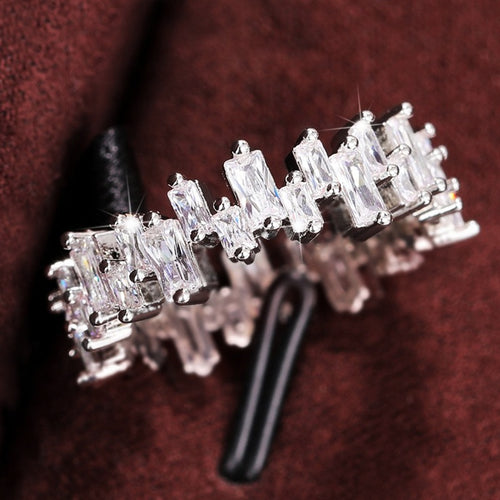 Trendy Hollow Row Zircon Ring For Women, Sweet Birthday Gift Heavy Craft Statement Jewelry
