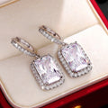 Princess Square Eight Hearts Eight Arrows Zircon Drop Earrings, Light Luxury Women's Jewelry view 4