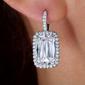 Princess Square Eight Hearts Eight Arrows Zircon Drop Earrings, Light Luxury Women's Jewelry view 1