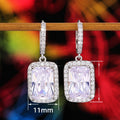 Princess Square Eight Hearts Eight Arrows Zircon Drop Earrings, Light Luxury Women's Jewelry view 5