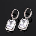 Princess Square Eight Hearts Eight Arrows Zircon Drop Earrings, Light Luxury Women's Jewelry view 3