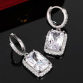 Princess Square Eight Hearts Eight Arrows Zircon Drop Earrings, Light Luxury Women's Jewelry view 2
