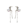 Alloy Artificial Crystal Flower Teardrop Tassel Clip-on Earrings, Fashion OL No-Piercing Ear Cuffs view 5