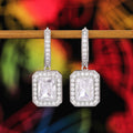 High End Princess Cut Faux Moissanite Stud Earrings For Women, Korean Evening Party Jewelry view 6