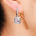 High End Princess Cut Faux Moissanite Stud Earrings For Women, Korean Evening Party Jewelry view 4