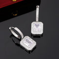 High End Princess Cut Faux Moissanite Stud Earrings For Women, Korean Evening Party Jewelry view 2