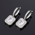 High End Princess Cut Faux Moissanite Stud Earrings For Women, Korean Evening Party Jewelry view 3