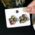 Luxury Aurora Crystal Sugar Cube Geometric Square Studs With Silver Pins For Women Statement Earrings view 4