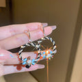 Vintage Artificial Crystal Flower Basket Drop Earrings Geometric Line Ear Hook Fashion Jewelry view 2
