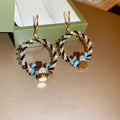 Vintage Artificial Crystal Flower Basket Drop Earrings Geometric Line Ear Hook Fashion Jewelry view 4