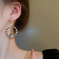 Vintage Artificial Crystal Flower Basket Drop Earrings Geometric Line Ear Hook Fashion Jewelry view 3
