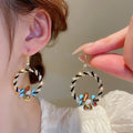 Vintage Artificial Crystal Flower Basket Drop Earrings Geometric Line Ear Hook Fashion Jewelry view 1