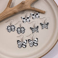 Vintage Punk Halloween Skull Butterfly Black White Enamel Alloy Dangle Drop Women's Earrings view 1