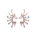 Copper Teardrop Wing Zircon Clip-on Earrings, Colorful Gemstone Square Ear Cuffs for Women view 5