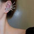 Copper Teardrop Wing Zircon Clip-on Earrings, Colorful Gemstone Square Ear Cuffs for Women view 3