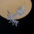 Copper Teardrop Wing Zircon Clip-on Earrings, Colorful Gemstone Square Ear Cuffs for Women view 4