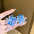 Gradient Acrylic Flower Stud Earrings With Silver Needle Posts Forest Style Fashion Jewelry view 4