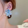 Gradient Acrylic Flower Stud Earrings With Silver Needle Posts Forest Style Fashion Jewelry view 3