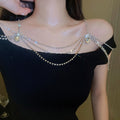 Alloy Rhinestone Teardrop Multilayer Geometric Shoulder Body Chain Necklace For Women view 3