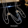 Alloy Rhinestone Teardrop Multilayer Geometric Shoulder Body Chain Necklace For Women view 4