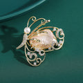 Gold Plated Alloy Hollow Shell Butterfly Brooch Pin Blazer Accessory view 4