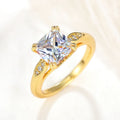 Gold Color Square Four Prong Women's Ring, Elegant Wedding Engagement Jewelry Accessory view 4