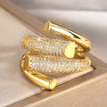 European Korean Shiny Open Ring For Women, Trendy Geometric Industrial Style Fashion Finger Ring view 2