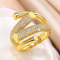 European Korean Shiny Open Ring For Women, Trendy Geometric Industrial Style Fashion Finger Ring view 3