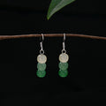 Vintage Chinese Style Gradient Green Beaded Drop Dangle Alloy Hook Elegant Round Pearl Bead Earrings view 3