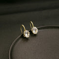 Elegant Geometric Oval Zircon Drop Hook Earrings, Gold Plated Alloy Luxury Minimalist Women's Earrings view 1