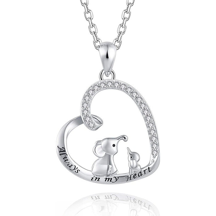 Elegant OL Elephant Heart Pendant Necklace, Fresh Sweet Mother'S Day Friendship Jewelry