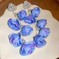 Alloy Pearl Fabric Flower Tassel Drop Earrings, Forest Fairy Long Vacation Style view 3