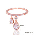 Minimal Thin Stackable Open Ring With Water Drop Pendant Charm, Delicate Slim Finger Jewelry view 5