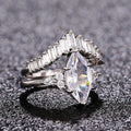 Double Layer Crown Two-In-One Ring Set With Simulated Diamonds And V Shape Marquise Zircon view 4