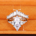 Double Layer Crown Two-In-One Ring Set With Simulated Diamonds And V Shape Marquise Zircon view 5