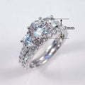 European Court Style Couple Rings Round Row Zircon Sparkling Matching Rings For Women view 5